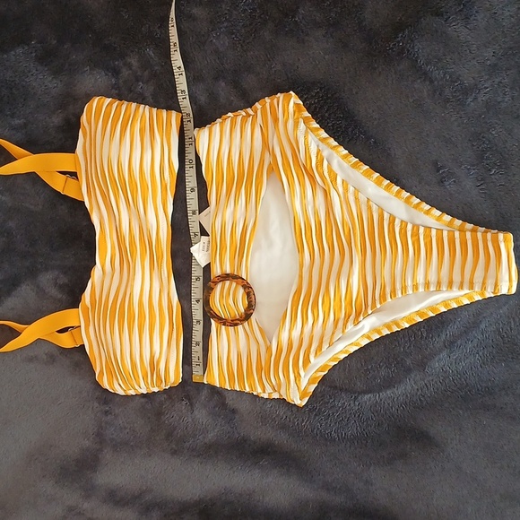 Cupshe High Waist Cutout Bikini - Yellow and White - Picture 1 of 5